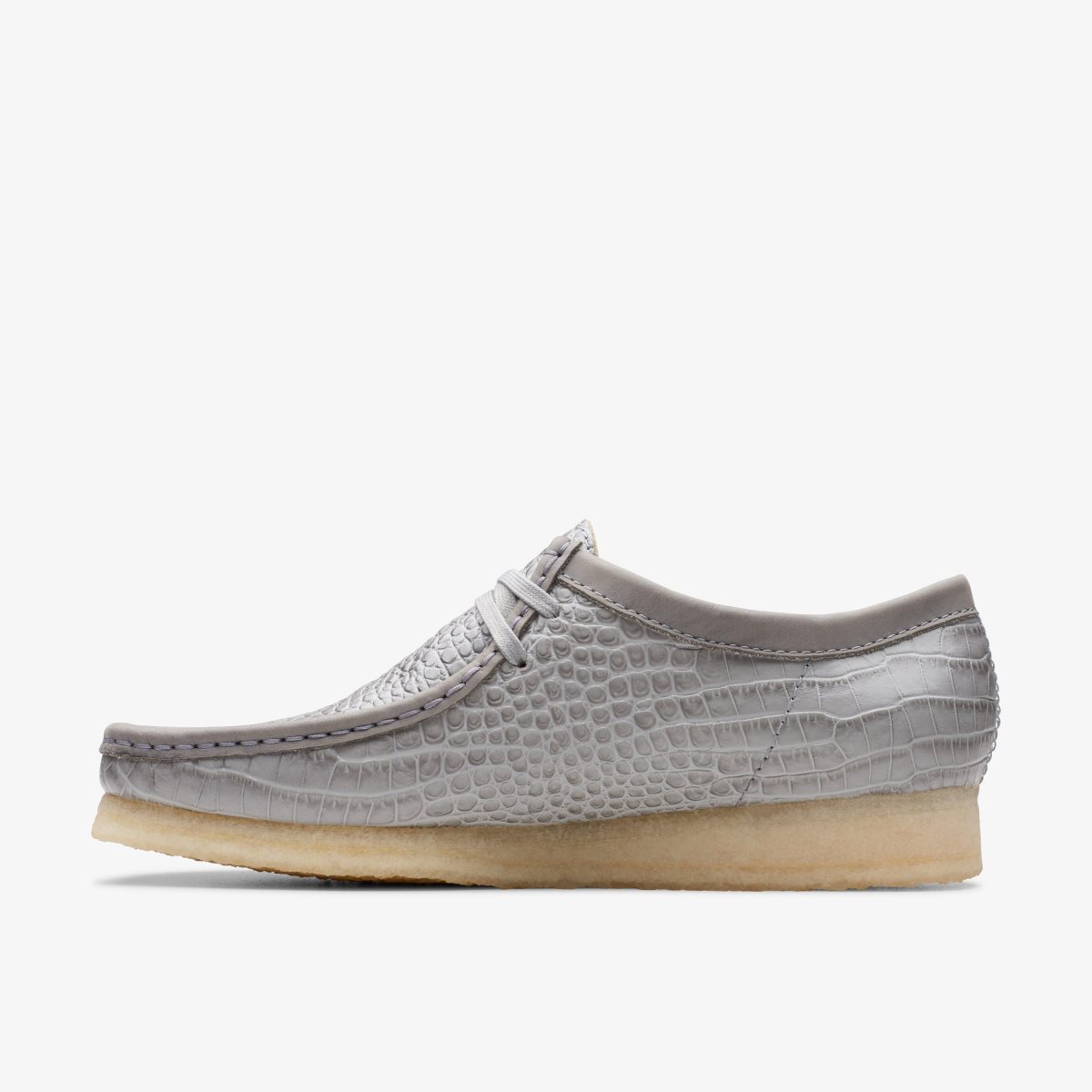 Clarks Wallabee Grey Crocodile Print Grey | INDRA7415