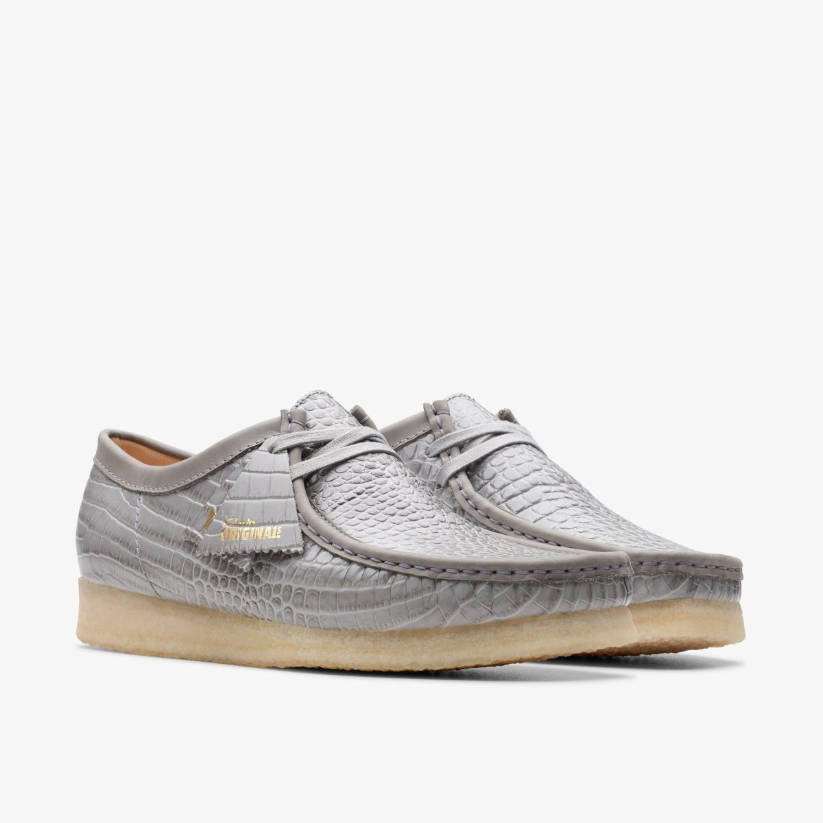 Clarks Wallabee Grey Crocodile Print Grey | INDRA7415