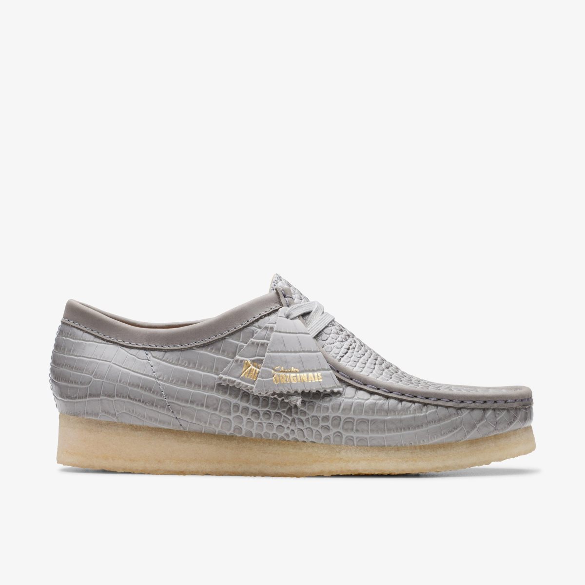 Clarks Wallabee Grey Crocodile Print Grey | INDRA7415