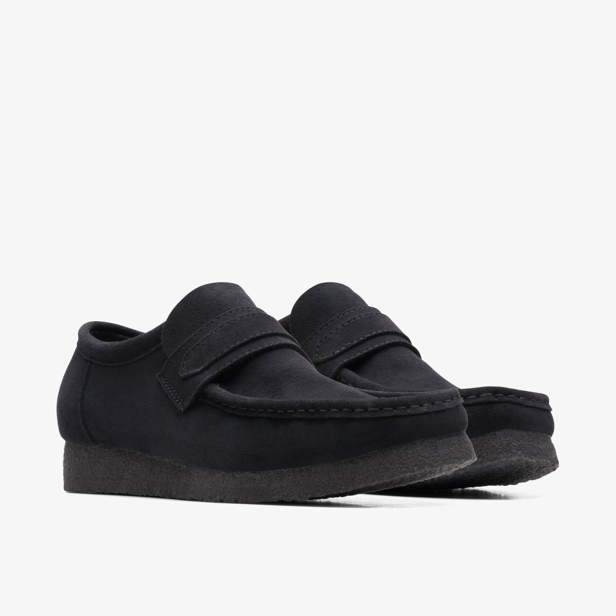 Clarks Wallabee Loafer Black Suede Black | NRBAH0134