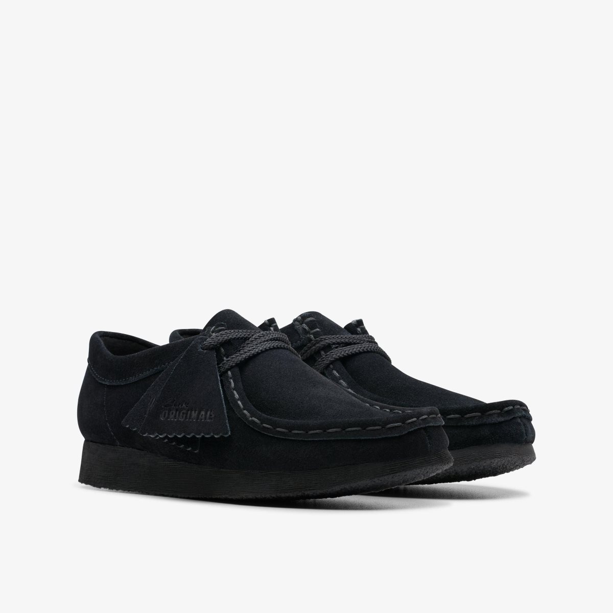 Clarks Wallabee Older Black Suede Black | OYCPW9475