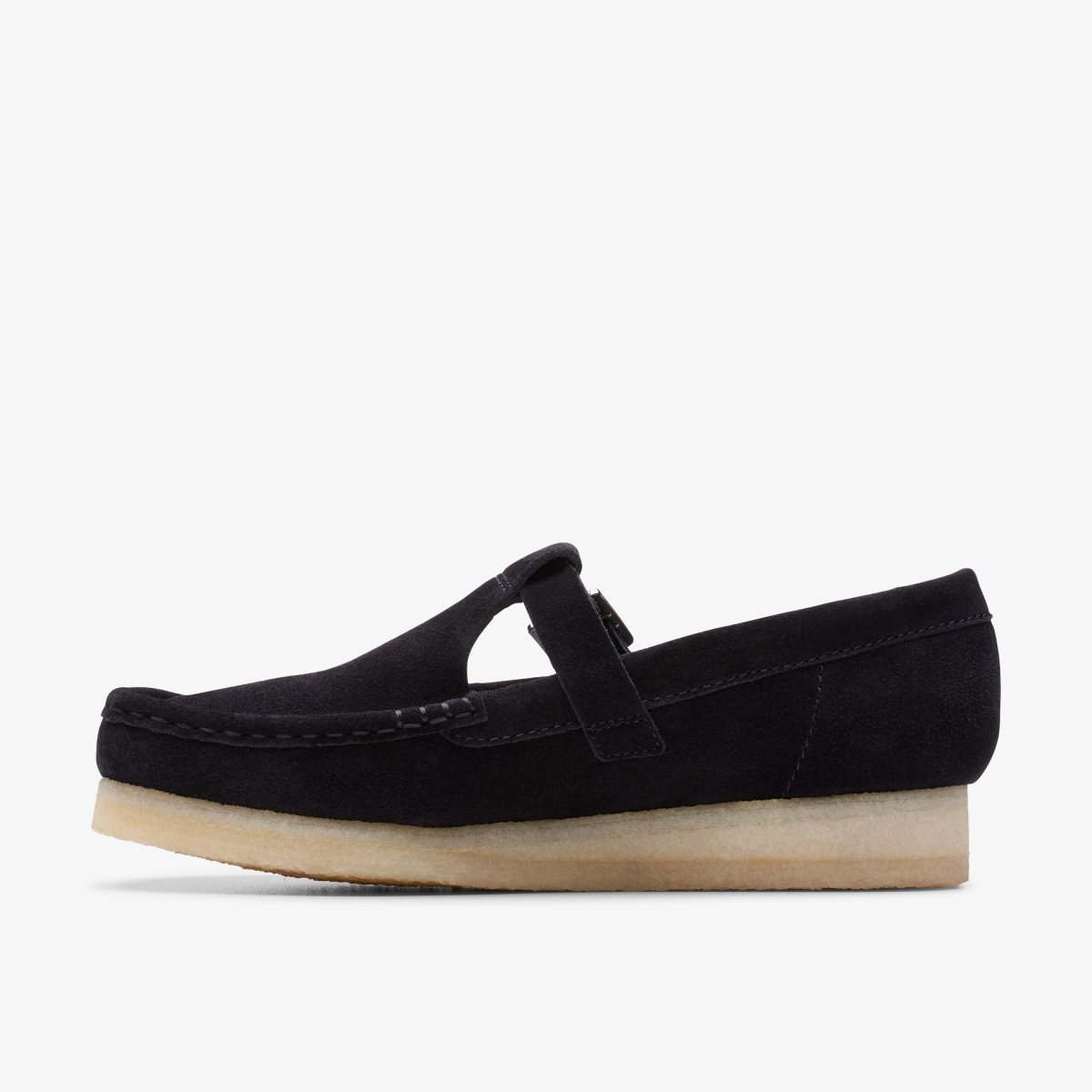 Clarks Wallabee T-Bar Black Suede Black | TQSVM8705