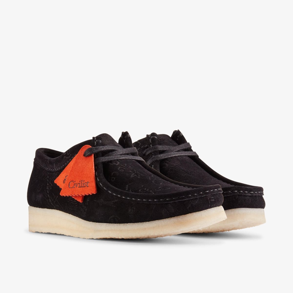 Clarks Wallabee X Civilist Black Deboss Black | TUICP6941