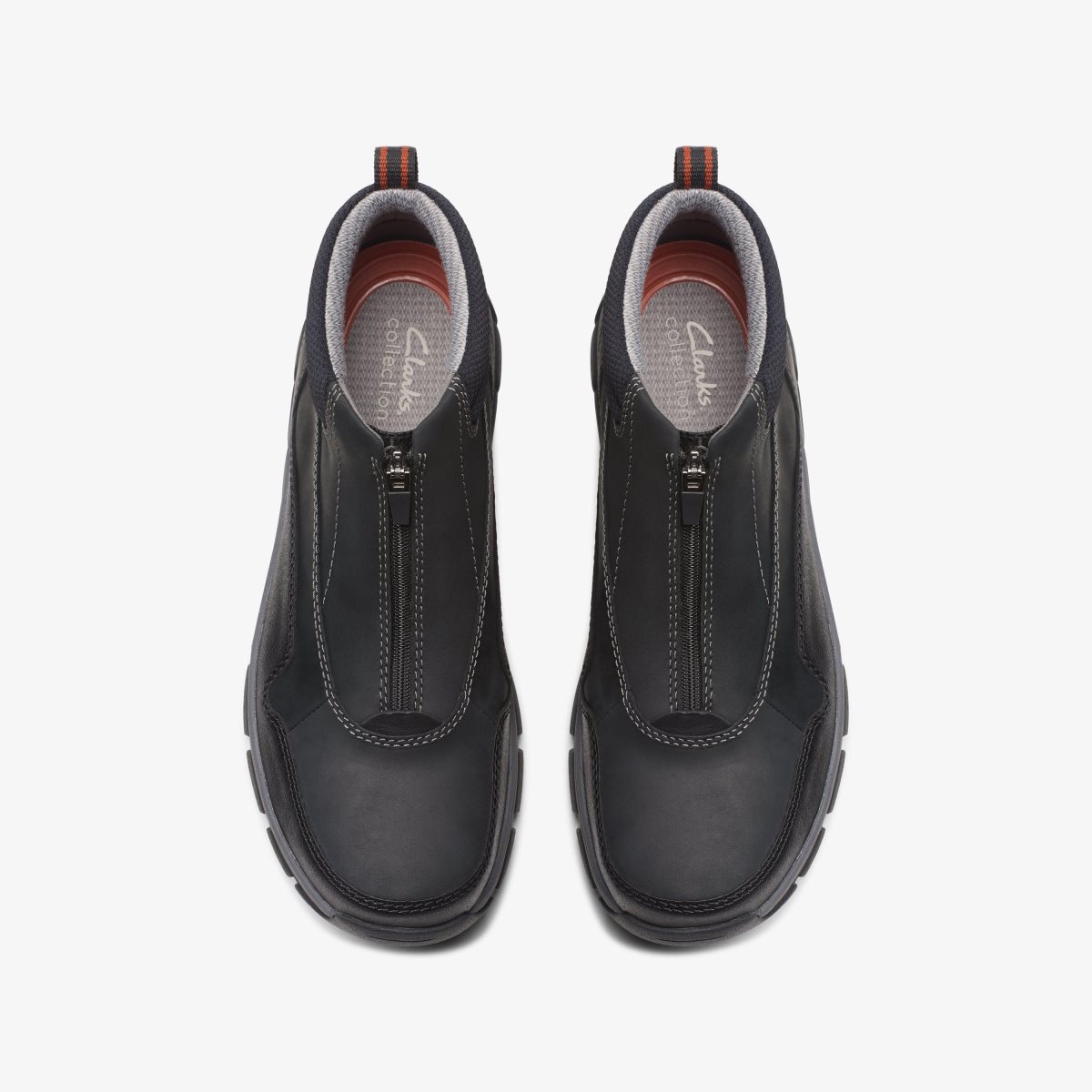 Clarks Walpath Zip Black Leather Black | FIDEM9584