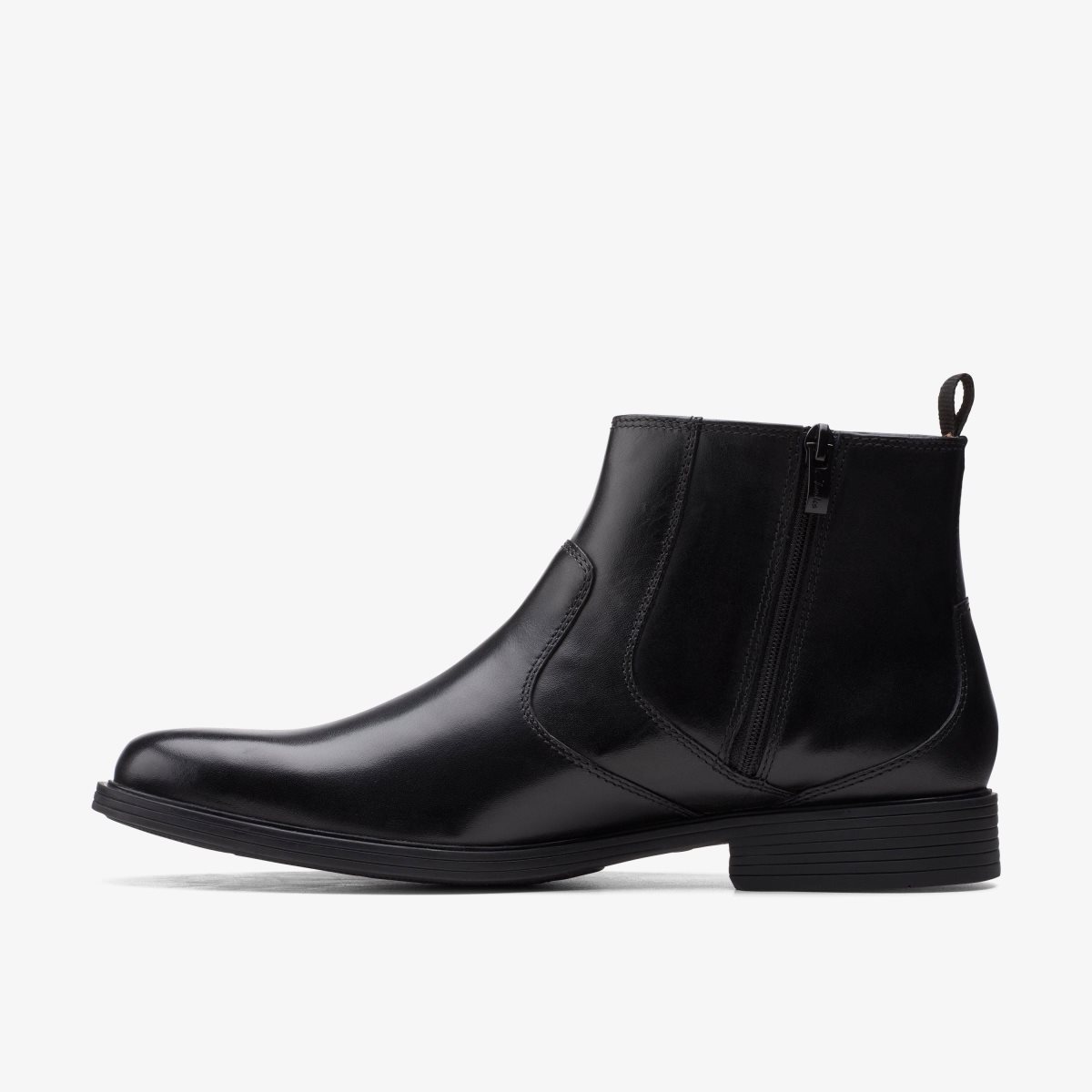 Clarks Whiddon Zip Black Leather Black | DSIGC7356